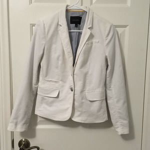 Banana Republic White Seersucker Textured Blazer Fully Lined - 4